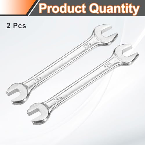 2pcs Double Open End Wrench 7mm x 8mm Metric 15 Degree Offset Angle Small Flat Head Wrench Galvanizing Open Ended Spanner for Automotive Repair Furniture Assembly (7mm x 8mm)