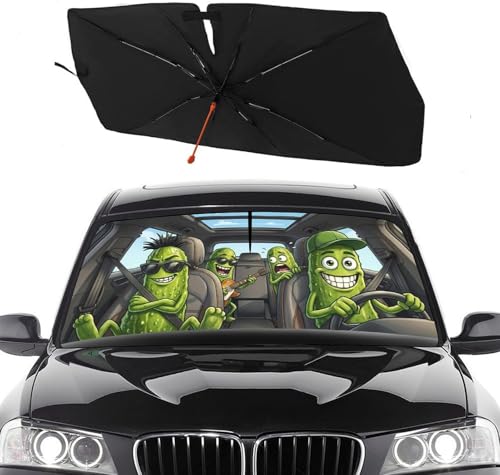 Funny Pickle Car Windshield Sun Shade Umbrella Pickle Gifts (57X31 Inch / Pickle001)