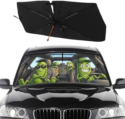 Funny Pickle Car Windshield Sun Shade Umbrella Pickle Gifts (57X31 Inch / Pickle001)