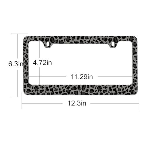 Stainless Steel Black Cheetah License Plate Holder Leopard Print License Plate Frame Cheetah Leopard Black Car License Plate Covers tag Frame for Women 12.3" X 6.3" (Cheetah License Plate Frame / one size)