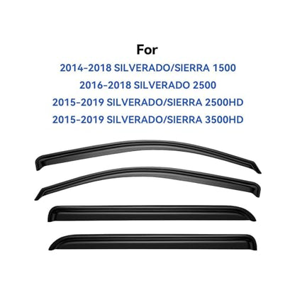 Window Visors Rain Guards for 2014 (2014-2018 silverado/sierra crew cab)