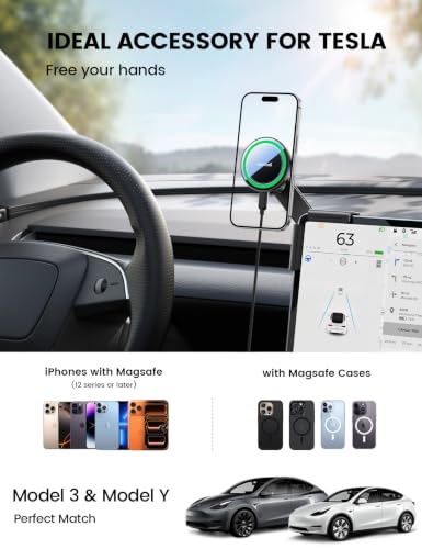 Tesla Phone Mount Charger for Model 3 and Y Strongest N55 Magnet (0.43inch)