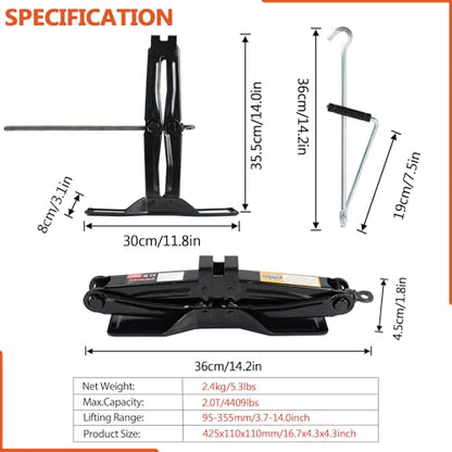 Scissor Jack for Car 2Ton (2 Ton+Lug Wrench)