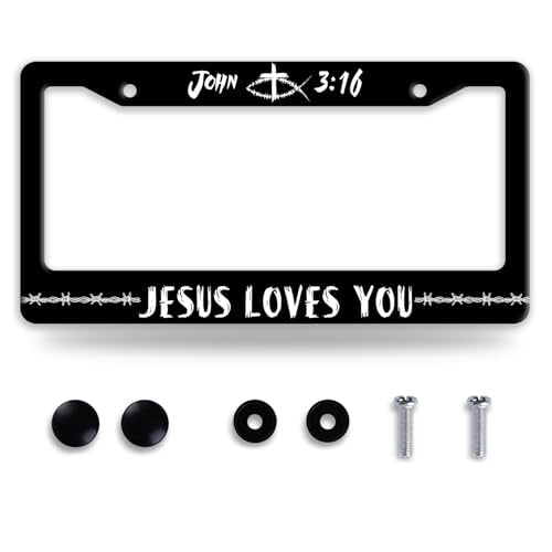 John 3 16 Jesus Loves You Stainless Steel License Plate Frame for US Cars (Jesus Loves You)