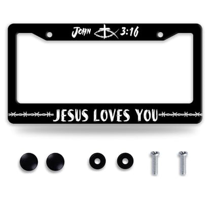 John 3 16 Jesus Loves You Stainless Steel License Plate Frame for US Cars (Jesus Loves You)