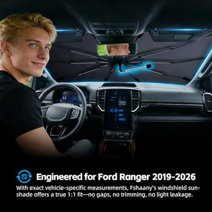 Windshield Sun Shade Umbrella for Ford Ranger 2019 (For Ford Ranger 2019-2026)