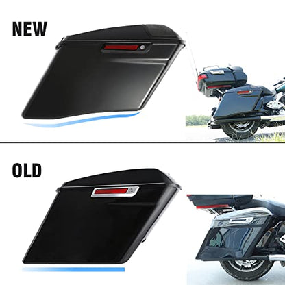 Motorcycle 4" Stretched Saddlebags Fit For Harley Touring 2014 (4" Stretched-Vivid Black W/ Black Latches & 5x7 Lids)