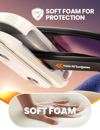 Magnetic Leather Sunglass Holder for Car Visor (2 Pack / Cream)