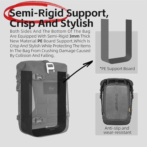 Motorcycle Crash Bar Bag Waterproof 6L Motorcycle Frame Bag Saddle Bag Side Bag with Shoulder Strap (Black 7L)