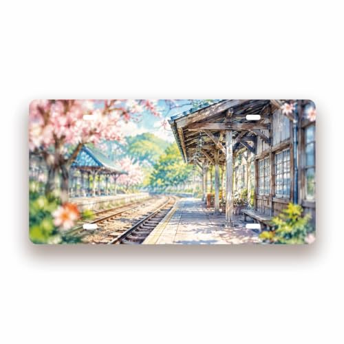 RAILWAY STATION SPACE Metal Tin Sign License Plate Bar Cafe Garage Cave Home Room Wall Bathroom Farmhouse Garden Porch Patio Decor (RAILWAY STATION LICENSE PLATE)