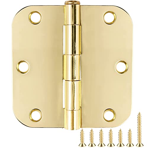 Rounded Door Hinges 3.5" X 3 1 (Polished Brass-Rounded / 6 Pack-no squeak)