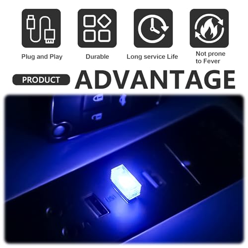 4 PCS USB LED Car Interior Ambient Lighting Kit (4pcs blue)