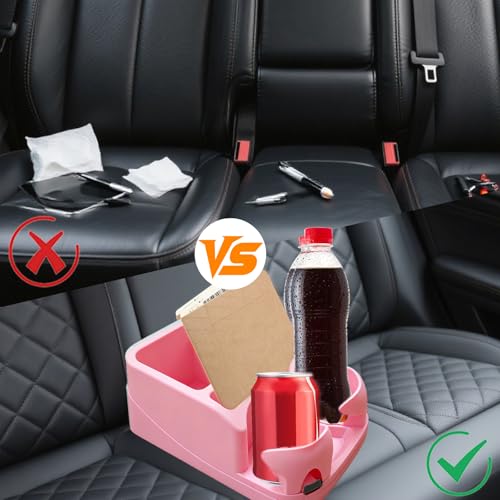 Car Center Console with Adjustable Cup Holders (Pink)