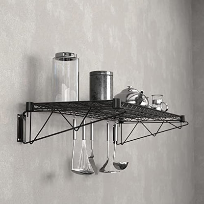 18" x 48" Black Epoxy Wire Wall Mount Shelf (Black / 18" x 48")
