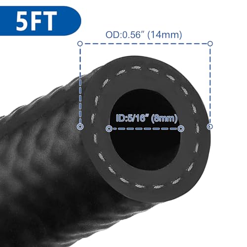 5 16" ID Fuel Hose Line Push Lock NBR Rubber SAE 30R7 300PSI 5ft (5/16" ID 5ft)