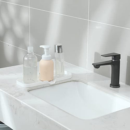 Silicone Soap Dish with Drain Spout (White / L(12"×4"))