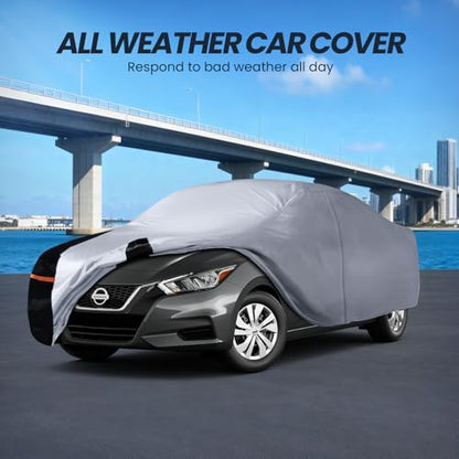 Multi Layer Car Cover Custom Fit for Nissan Versa (W.Custom Fit Nissan Versa / White Car Cover)