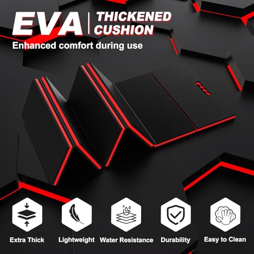 Thick Mechanic Mat Foldable EVA Kneeling Pad with Magnetic Tool Slot (Black & Red / 15.8"W)