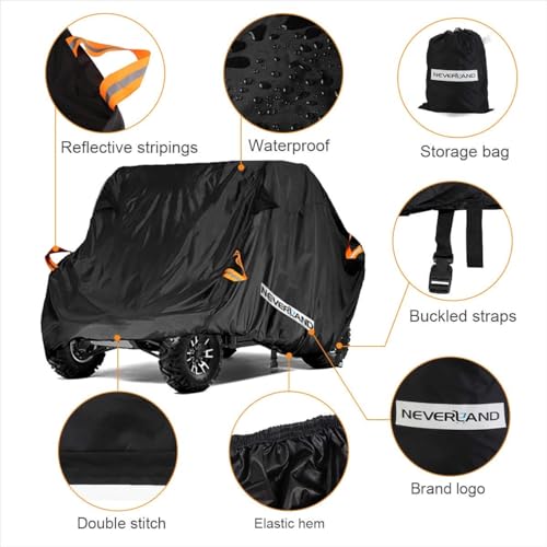 UTV Cover Heavy Duty Ranger Cover Waterproof 4 (L: 154"Lx 67"Wx 76"H (Double row seats）)