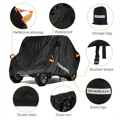 UTV Cover Heavy Duty Ranger Cover Waterproof 4 (XL: 165"Lx 67"Wx 76"H (Double Row Seats Plus）)