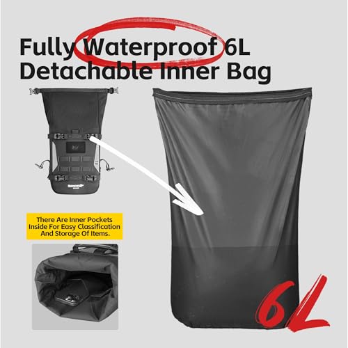 Motorcycle Crash Bar Bag Waterproof 6L Motorcycle Frame Bag Saddle Bag Side Bag with Shoulder Strap (Black 7L)