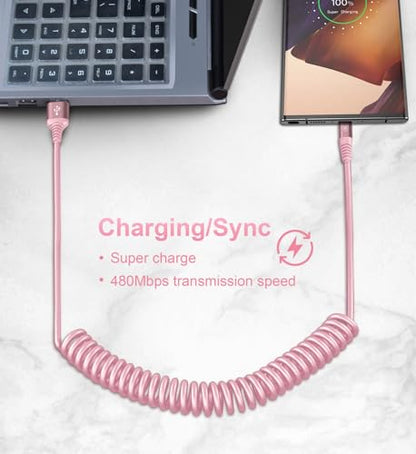 USB A to C Cable Fast Charging 3FT for Car (3FT / Pink)