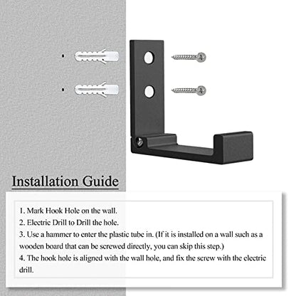 Folding Coat Hooks 4pcs Foldable Hook Wall Mounted for Hanging Coat (Black-4 Pack)