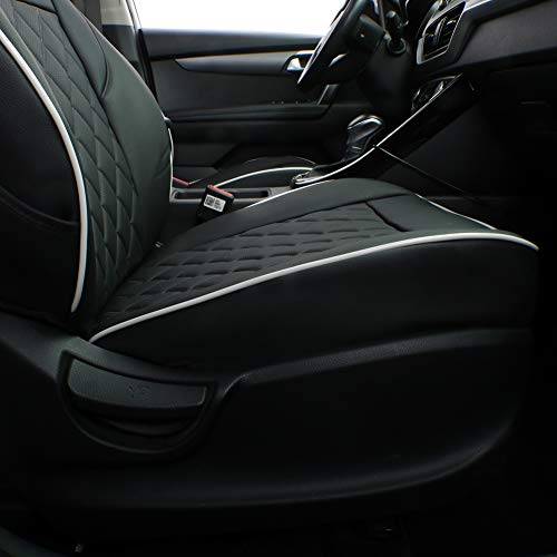 Custom Seat Covers for KIA Sportage 2023 (Black with White Piping / 2023-2026 Sportage (No LX))