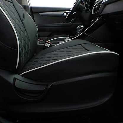 Custom Seat Covers for KIA Sportage 2017 (Black with White Piping / 2017-2022 Sportage S,EX,LX,SX,SX TURBO)