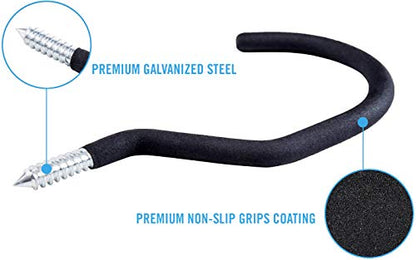 8 Pack Bike Hanger Storage Hook Rack (Standard Size 8 Pack Black)