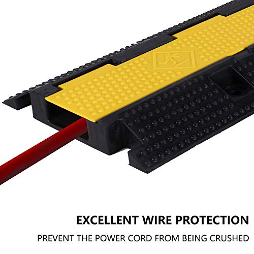 1 Pack Rubber Cable Ramp Hose Cable Protector Ramp 1 Channel 22000Lbs Load Capacity Traffic Speed Bump Wires Power Lines Extension Cord Cover for Indoor Outdoor (22000Lbs-1Channel-1Pack)