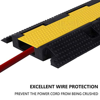 2 Pack Rubber Cable Ramp Hose Cable Protector Ramp 1 Channel 22000Lbs Load Capacity Traffic Speed Bump Wires Power Lines Extension Cord Cover for Indoor Outdoor (22000lbs-1channel-2pack)