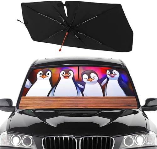 Funny Penguin Car Windshield Sun Shade Umbrella Foldable Sunshade (57X31 Inch / styled45f-7)