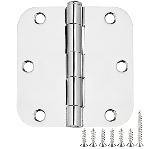 Rounded Door Hinges 3.5" X 3 1 (Polished Chrome-Rounded / 36 Pack)