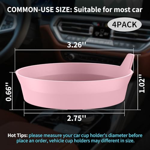 Car Cup Holder Coasters [4 Pack] Silicone Cups Mats (4 Pack-dusty Rose)