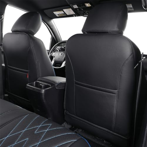 Custom Fit Tacoma Rear Car Seat Covers for Toyota Tacoma (Leather (Black with Red Trim) / 2024-2026 Tacoma (Petrol) Only 2nd Row)