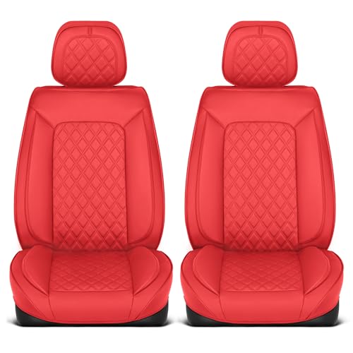 Curated Diamond IV Napa Leather Seat Covers for Cars & SUVs (Red (Diamond IV) / Front Seats)