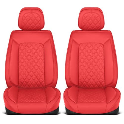 Curated Diamond IV Napa Leather Seat Covers for Cars & SUVs (Red (Diamond IV) / Front Seats)