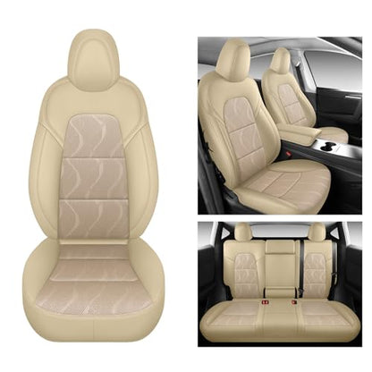 Tesla Model Y Seat Cover Full Set (Beige)