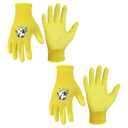 2 Pairs Kids Gardening Gloves (Yellow (Pack of 2) / X-Large (Age 9-10))