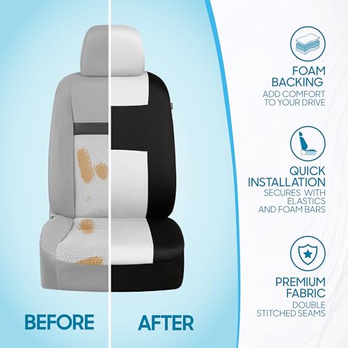 PolyPro Car Seat Covers Full Set in White on Black (White)