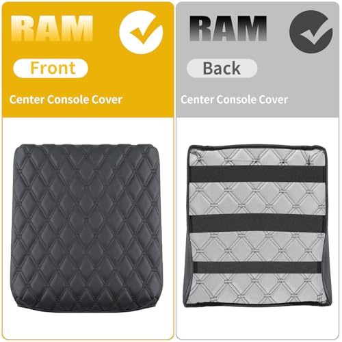 Custom Fit Center Console Cover for Dodge RAM 2009 (PVC Leather-Black / for Bucket Console 2009-2023 Ram)