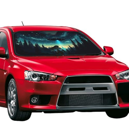 Alien Tree Car Sun Shade Windshield Sunshade Foldable Front Window Shield Cover for Truck SUV (Blue1 / Small)