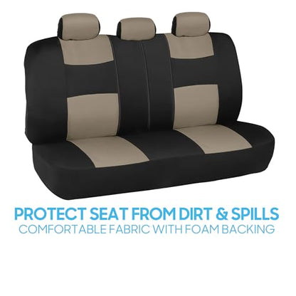 PolyPro Car Seat Covers Full Set in Light Beige on Black (Light Beige)
