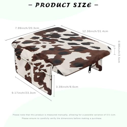 Black Brown Cow Print Car Center Console Armrest Cover Anti (Black Brown Cow Print)