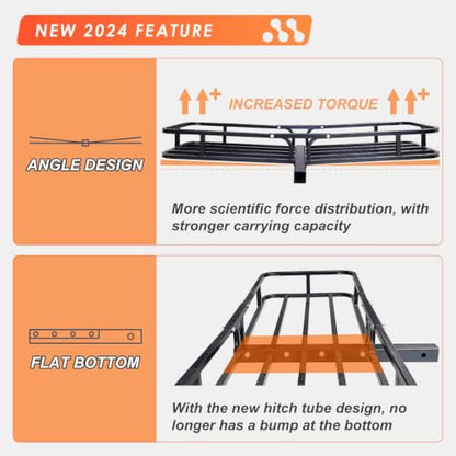 Hitch Mount Cargo Carrier Rack Basket 53"*19"*5"+Waterproof Bag 9 Cu.Ft (53"x19"x5")