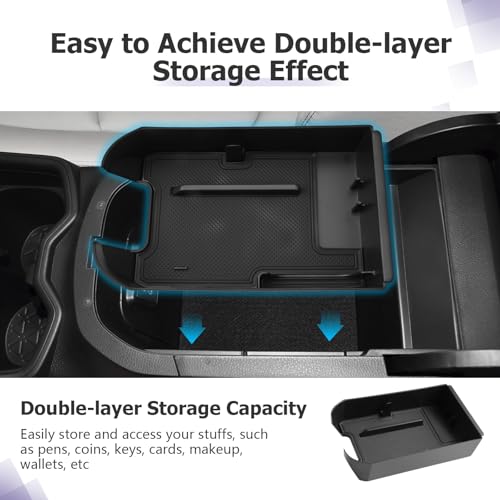 for 2025 Toyota RAV 4 Accessories Compatible with 2019 2020 2021 2022 2023 2024 2025 Toyota RAV 4 Center Console Organizer Armrest Console Secondary Storage Box Insert Tray ABS Material Black