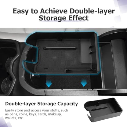 for 2025 Toyota RAV 4 Accessories Compatible with 2019 2020 2021 2022 2023 2024 2025 Toyota RAV 4 Center Console Organizer Armrest Console Secondary Storage Box Insert Tray ABS Material Black