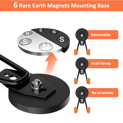 Magnetic Hooks Heavy Duty Magnetic Tool Holder Utility Neodymium Magnet Hooks for Hanging Coat (Orange_L_Hooks)