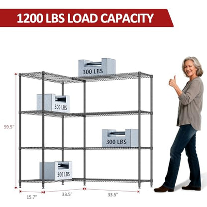 Linked Storage Racks (4 Tier, 15.7" D x 33.5" W x 59.5" H / Black)